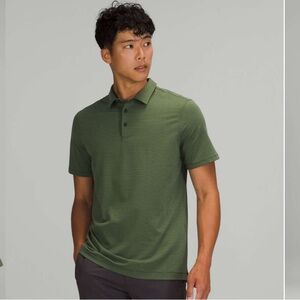 Men’s Lululemon Evolution Polo Shirt Green Stripes Size L Large